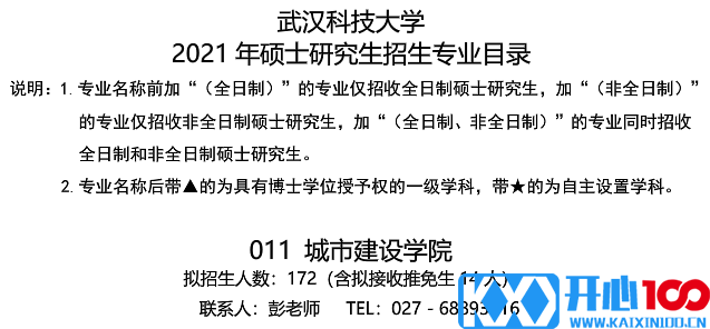 武汉科技大学城市建设学院关于预发布2021年硕士研究生招生专业目录的通知