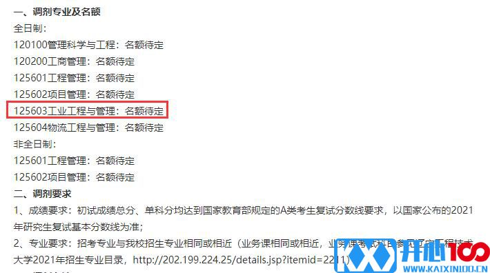 2021工业工程与管理预调剂：辽宁工程技术大学工业工程与管理专业预调剂信息