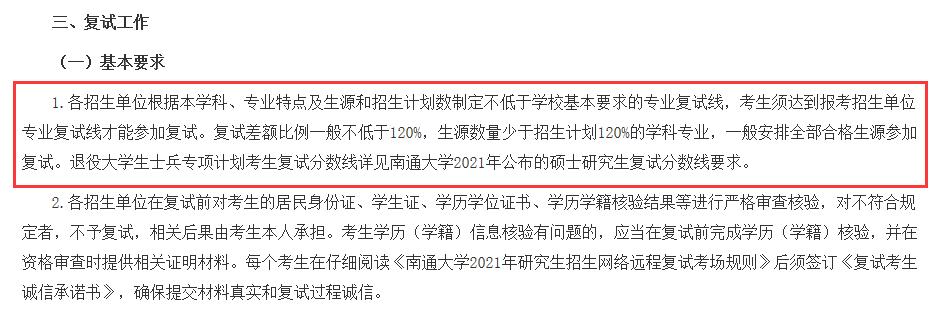 2021考研分数线：南通大学复试分数线_复试时间_国家线公布！